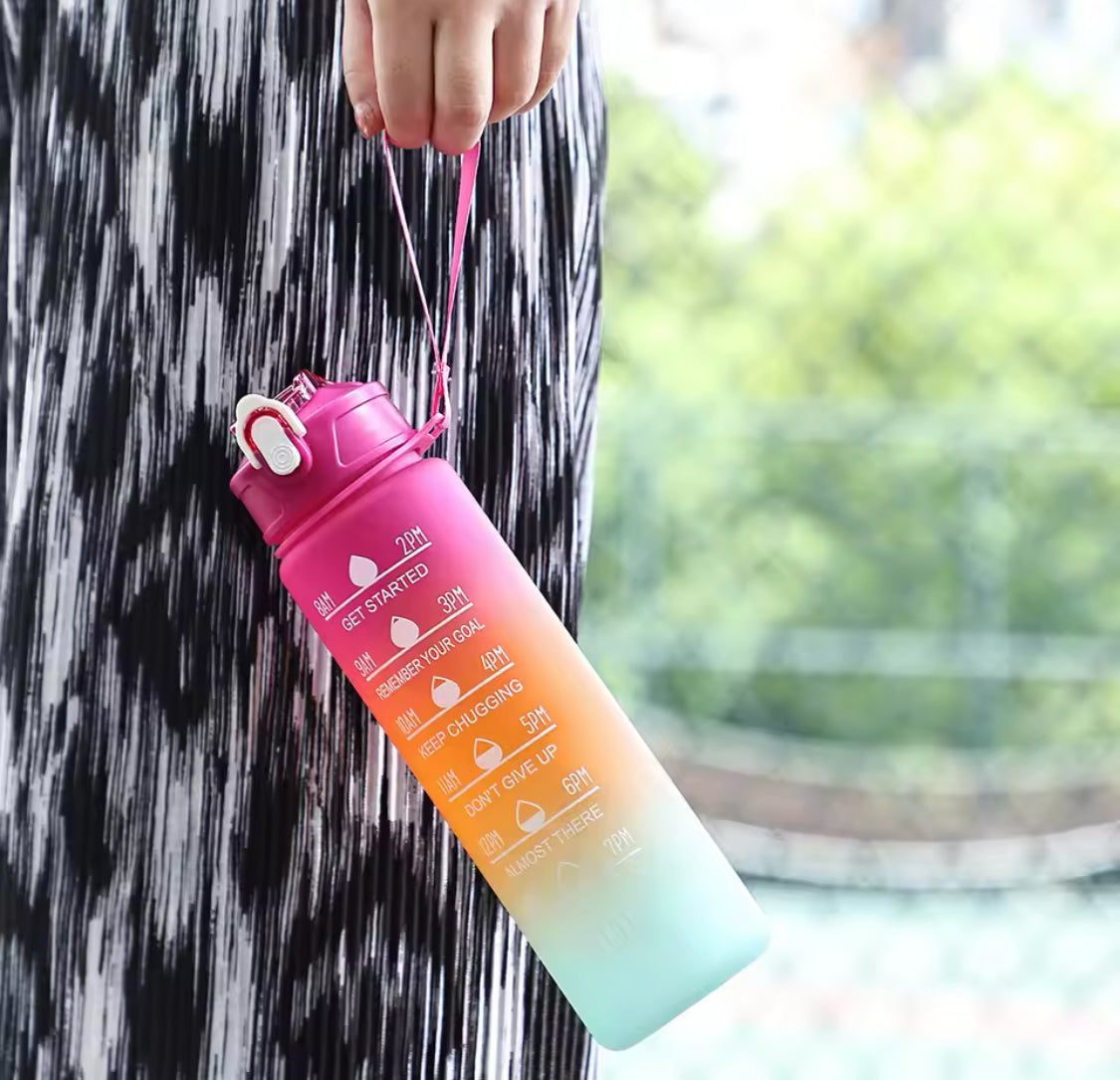 Gradient Colour Sports Water Bottle, Leakproof Travel Water Bottle, Time Marker Perfect for Outdoor Hiking Gym Water Bottle Gradient Colour Sports Water Bottle, Leakproof Travel Water Bottle, Time Marker Perfect for Outdoor Hiking Gym Water Bottle